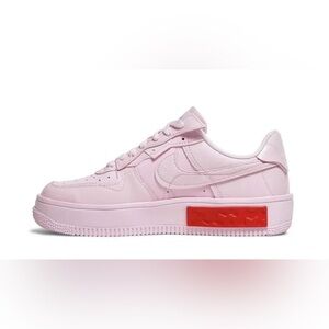 Nike Air Force 1 Fontanka Light Pink Sneakers with Bold Red Detail